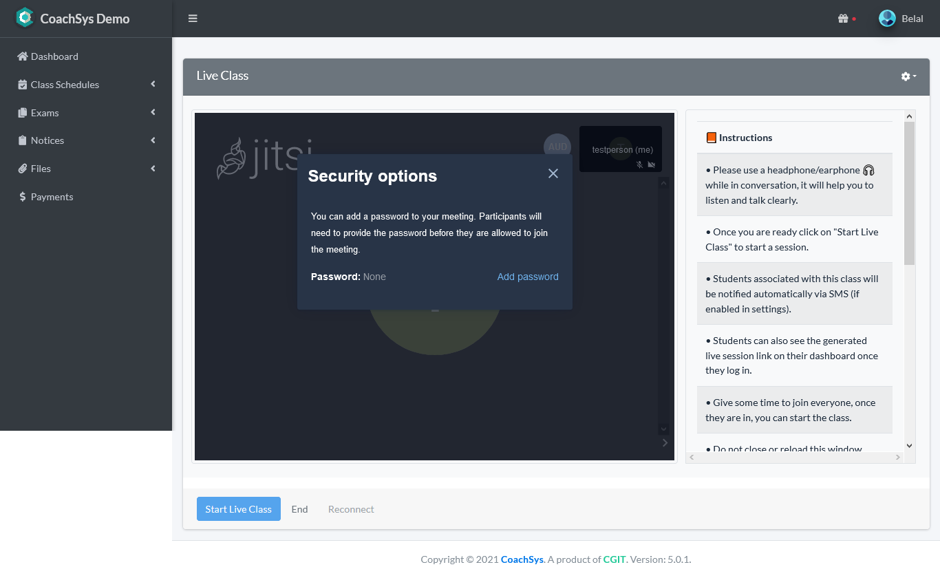 Start Live Class Session 8 securityoptionspopup