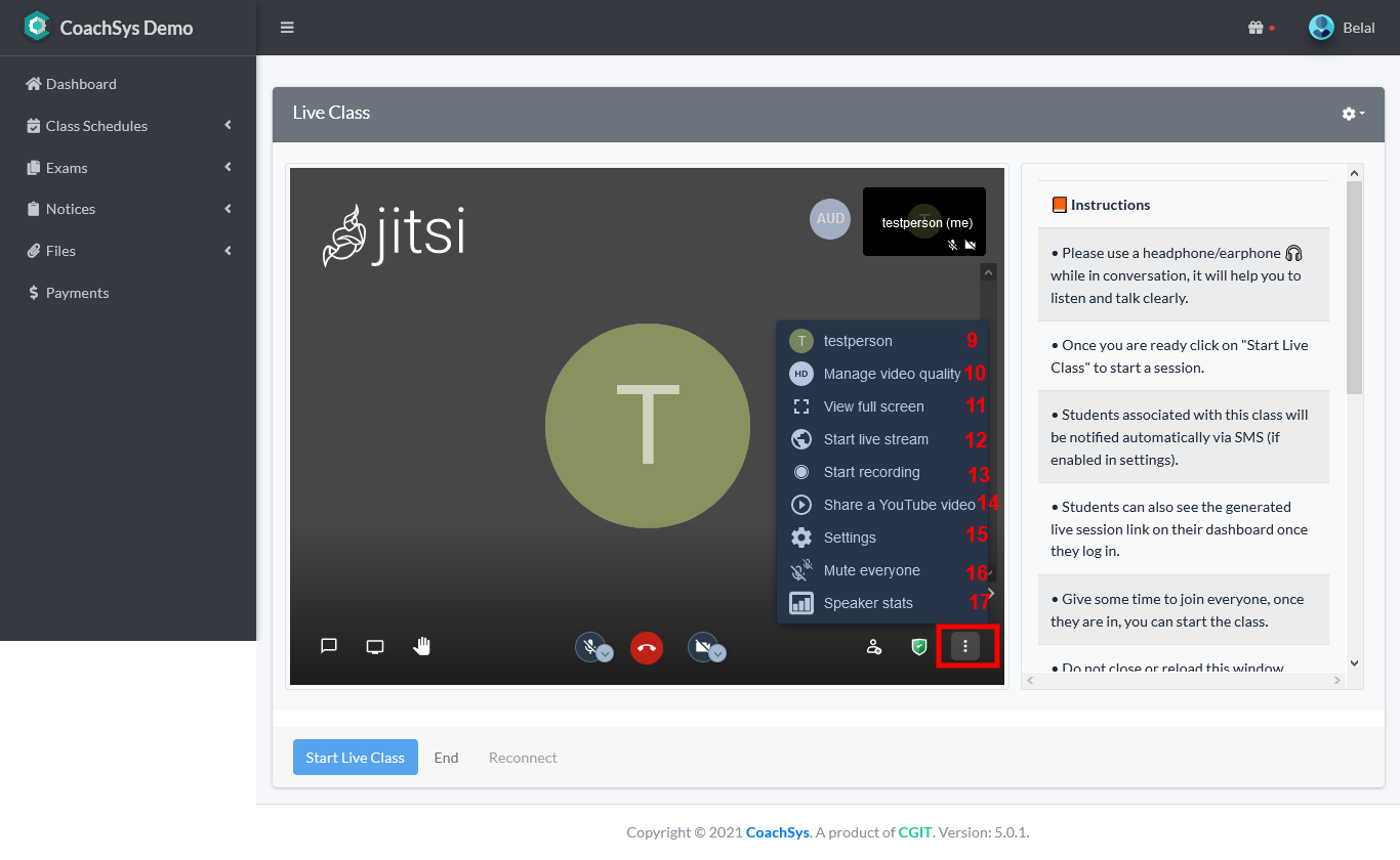 Start Live Class Session 10 videoconferencingmreactions